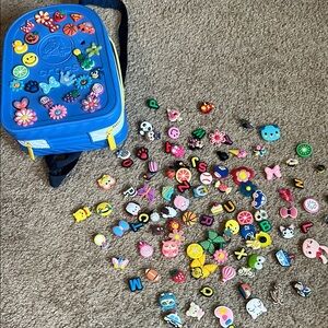 Blue Backpack with Assorted Pins